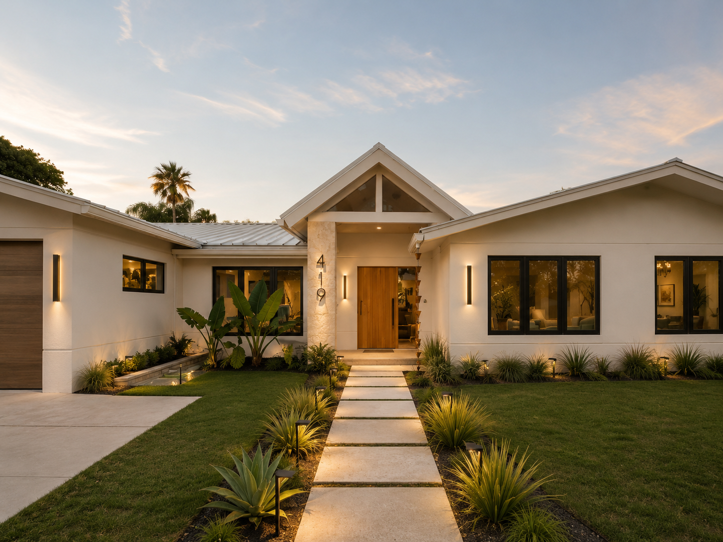 Luxury custom home construction framing in South Florida
